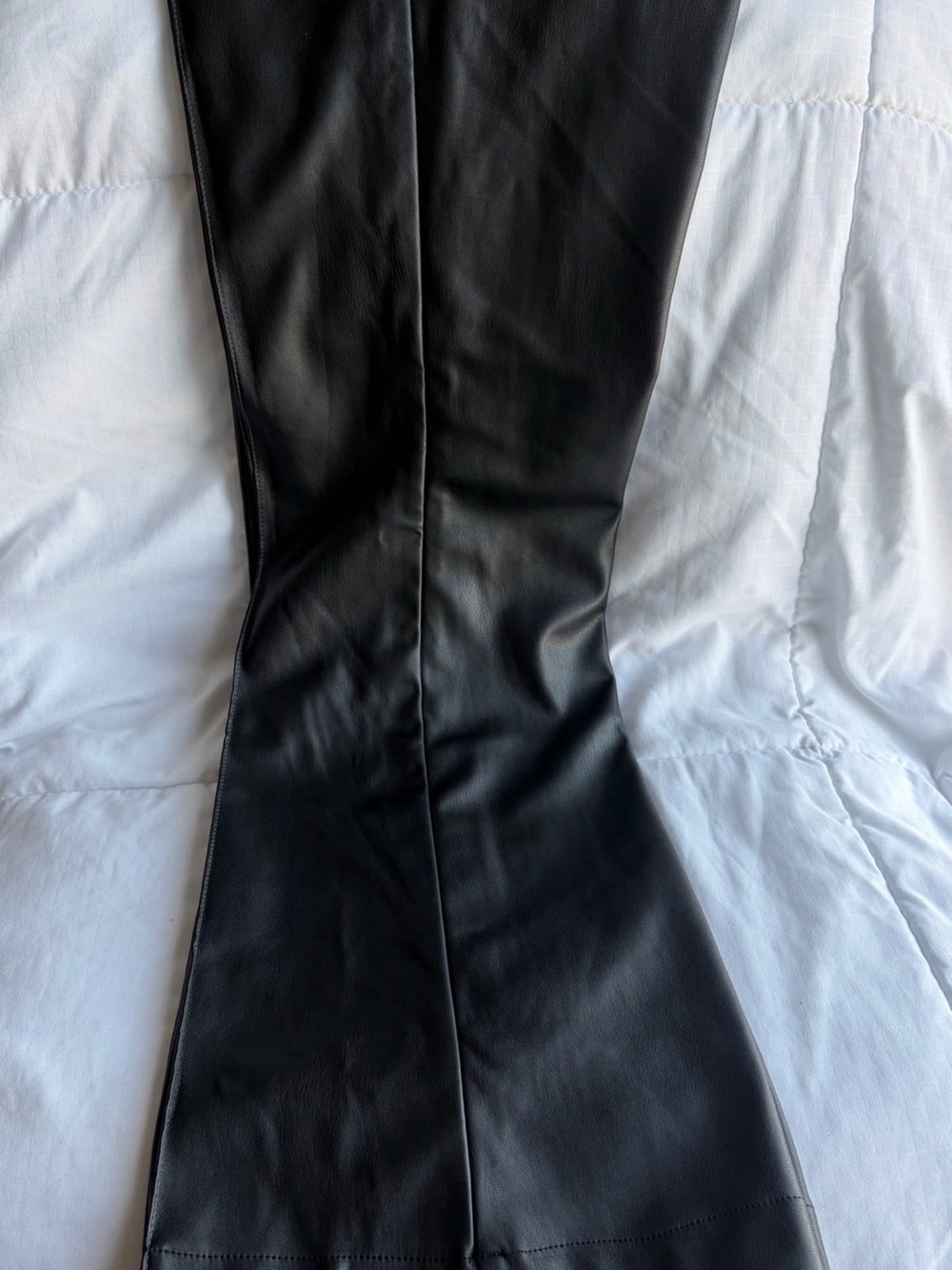 LOFT Size 10 Black Faux Leather Look.
Long Bootcut Flare Pants. Side Zipper. - Picture 9 of 15